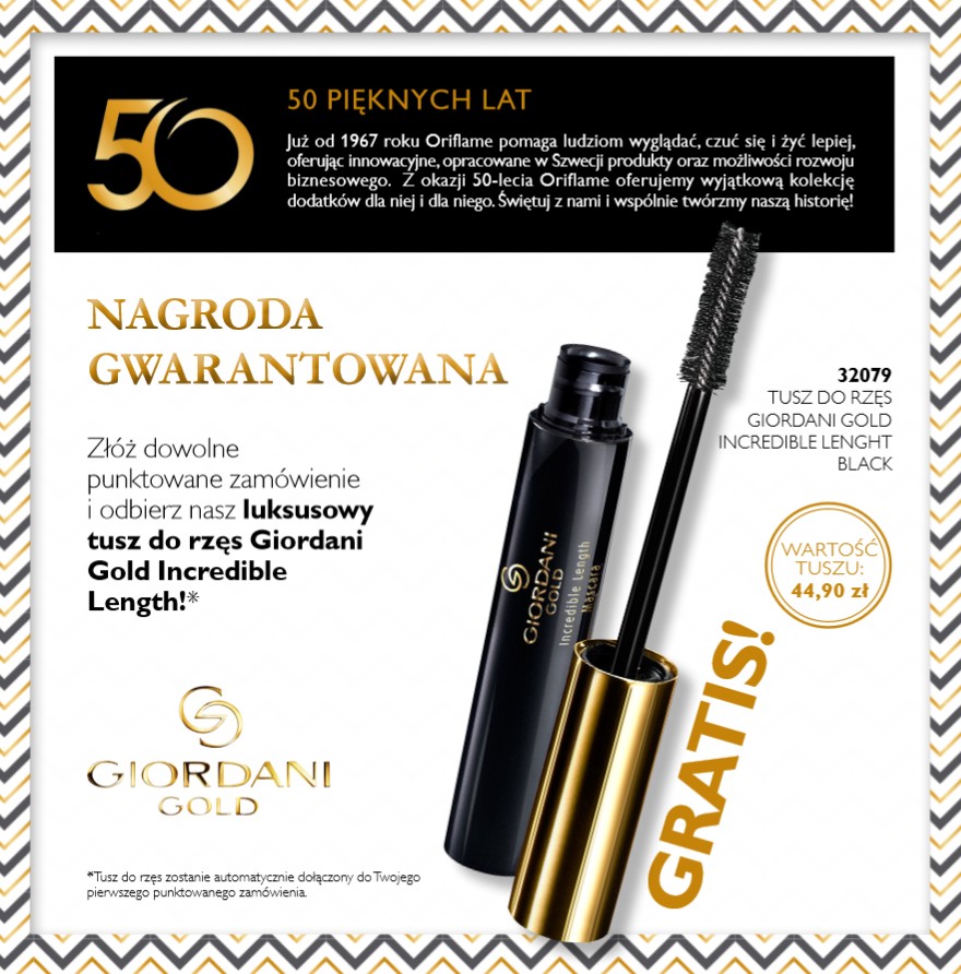 nagroda gwarantowana oriflame - giordani gold incredible length