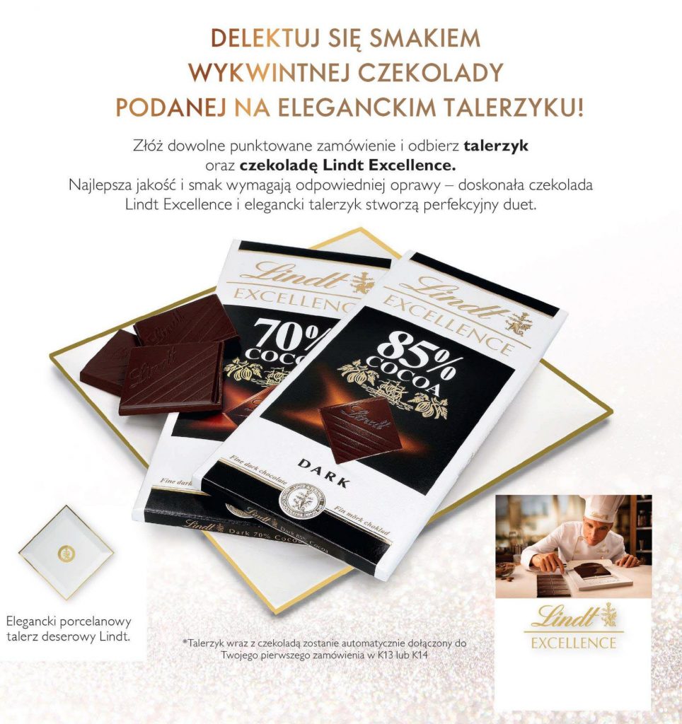 Czekolada lindt i porcelanowy talerzyk Oriflame