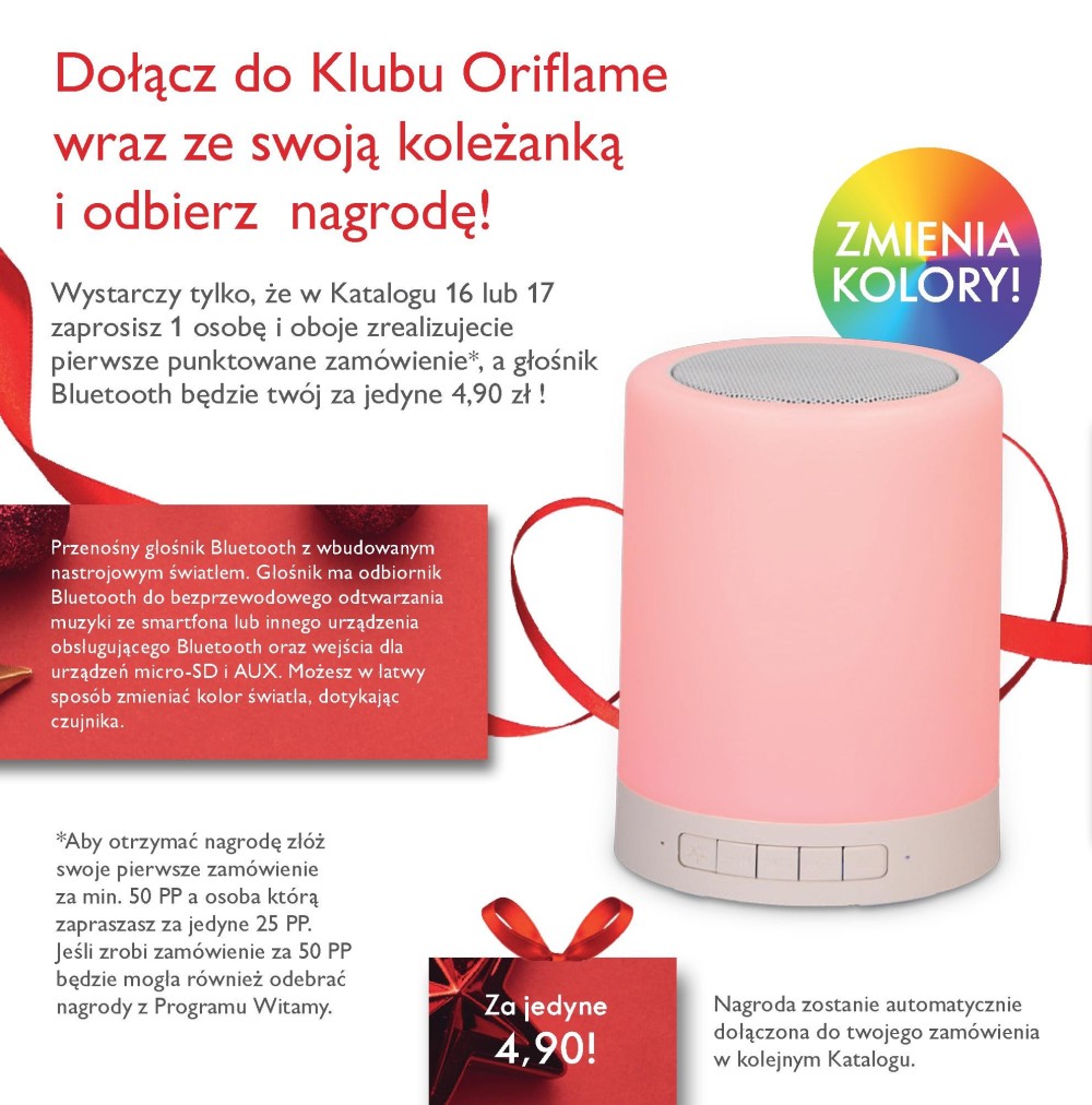 Głośnik Bluetooth w programie powitalnym oriflame