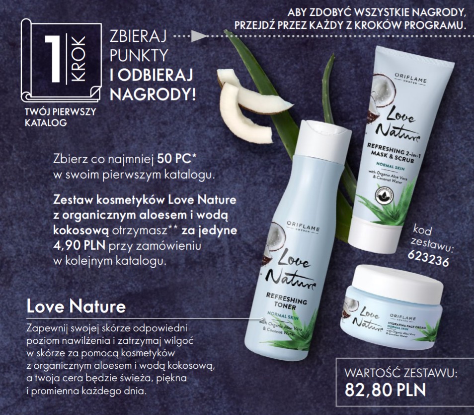 zestaw kosmetyków Love Nature z organicznym aloesem i wodą kokosową