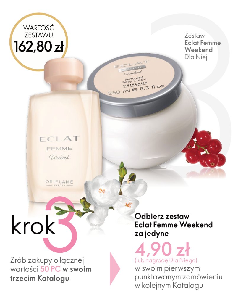 Trzeci krok programu powitalnego Oriflame - zestaw Eclat Femme Weekend