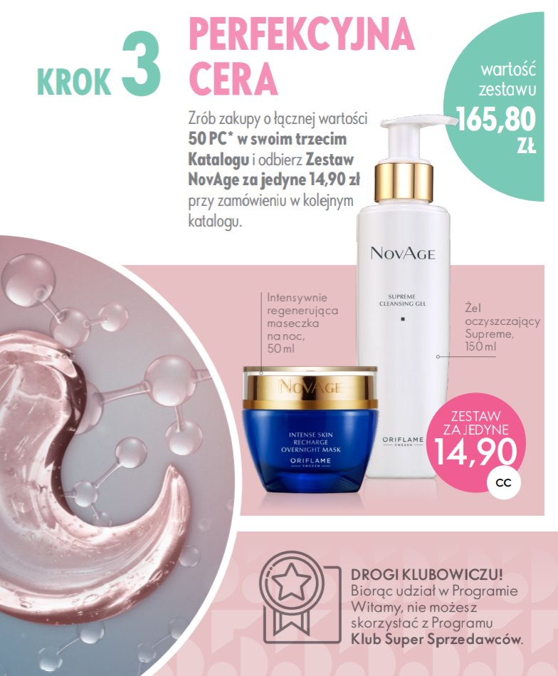 Zestaw NovAge w 3 kroku programu witamy Oriflame